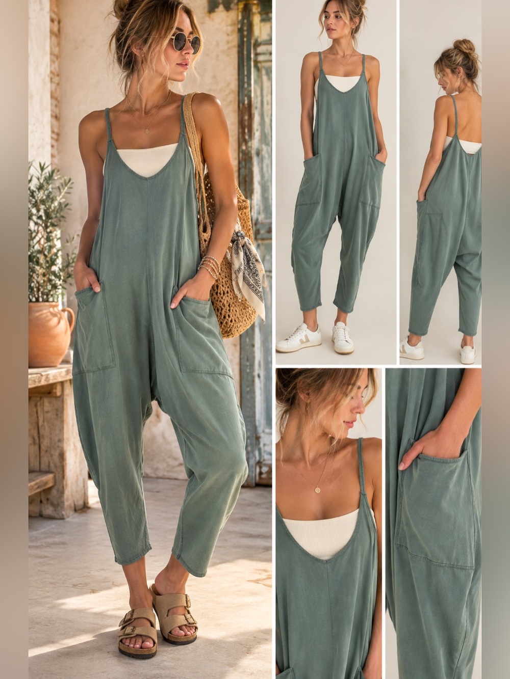 Free People FP Movement Hot Shot jumpsuit Sage Green Size Medium
